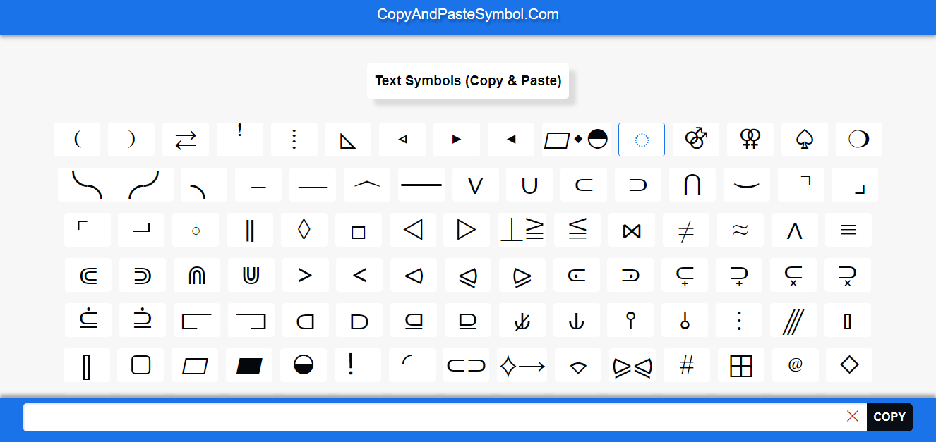 symbols: Text Symbols (Copy Paste) © ♬ ☂ ☯ ∞ ♨ - i2symbol