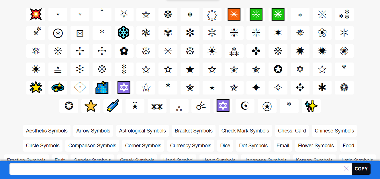 Cool Text Symbols to Copy and Paste ✮✢❂✶✧: Text Symbols (Copy Paste) © ♬ ☂  ☯ ∞ ✿ ✡ ♨ - i2symbol